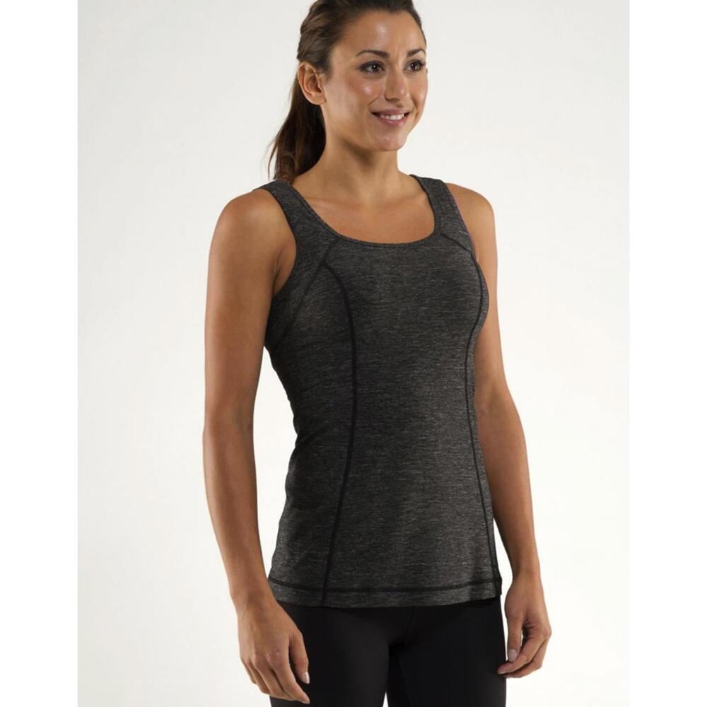 Lululemon Run Free Heathered Black Gray Sculpted Sleeveless Tank - Size - 4